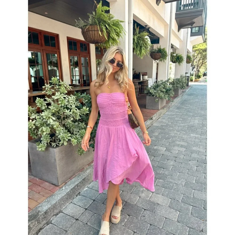 FREE PEOPLE Sparkling Moment Midi Dress in Sugar Magnolia Size Small
